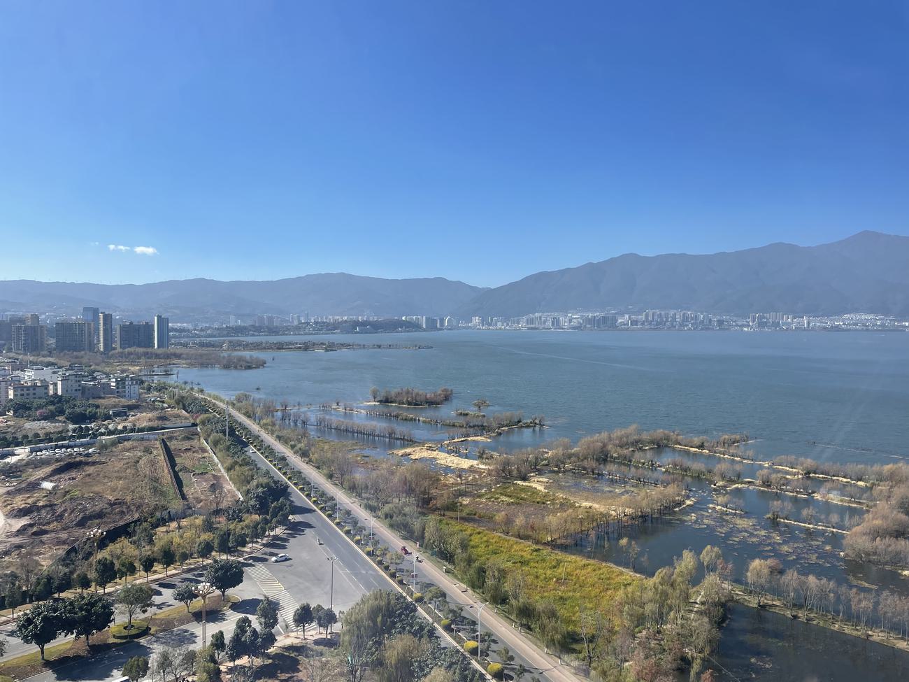 Lake view over Erhai and the ecological corridor from a Four Points by Sheraton Dali room