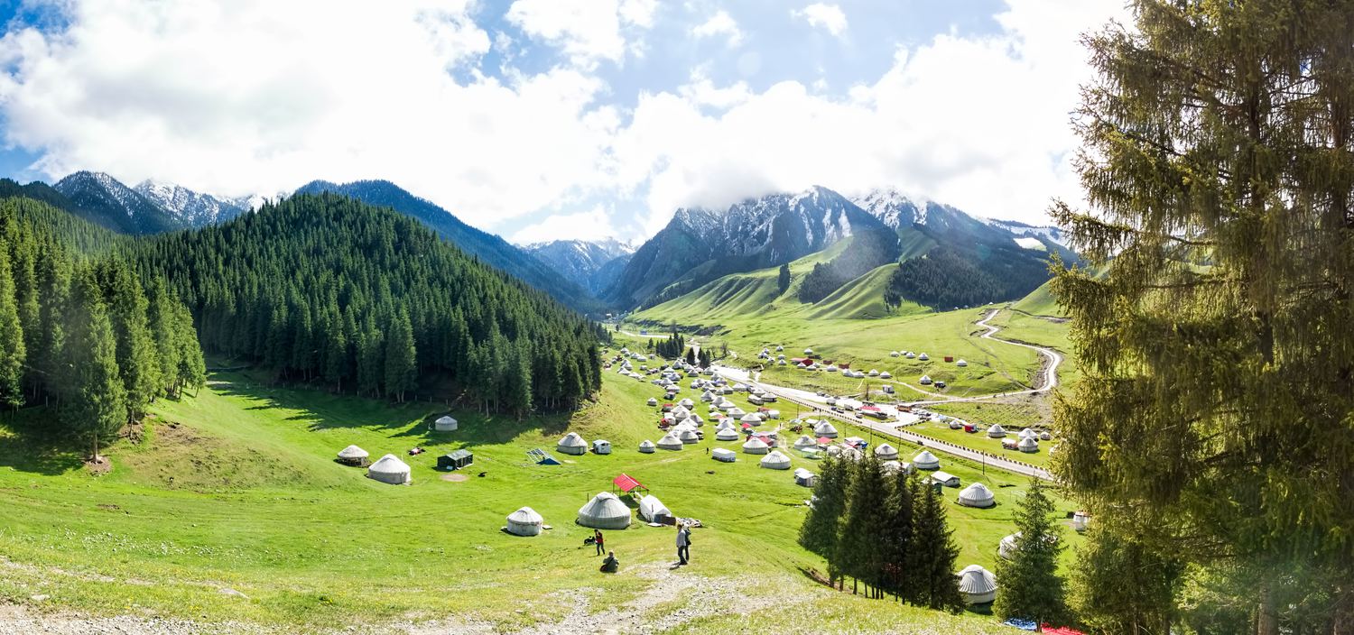 The green Nanshan pastures and spruce forest of the Tianshan south of Urumqi